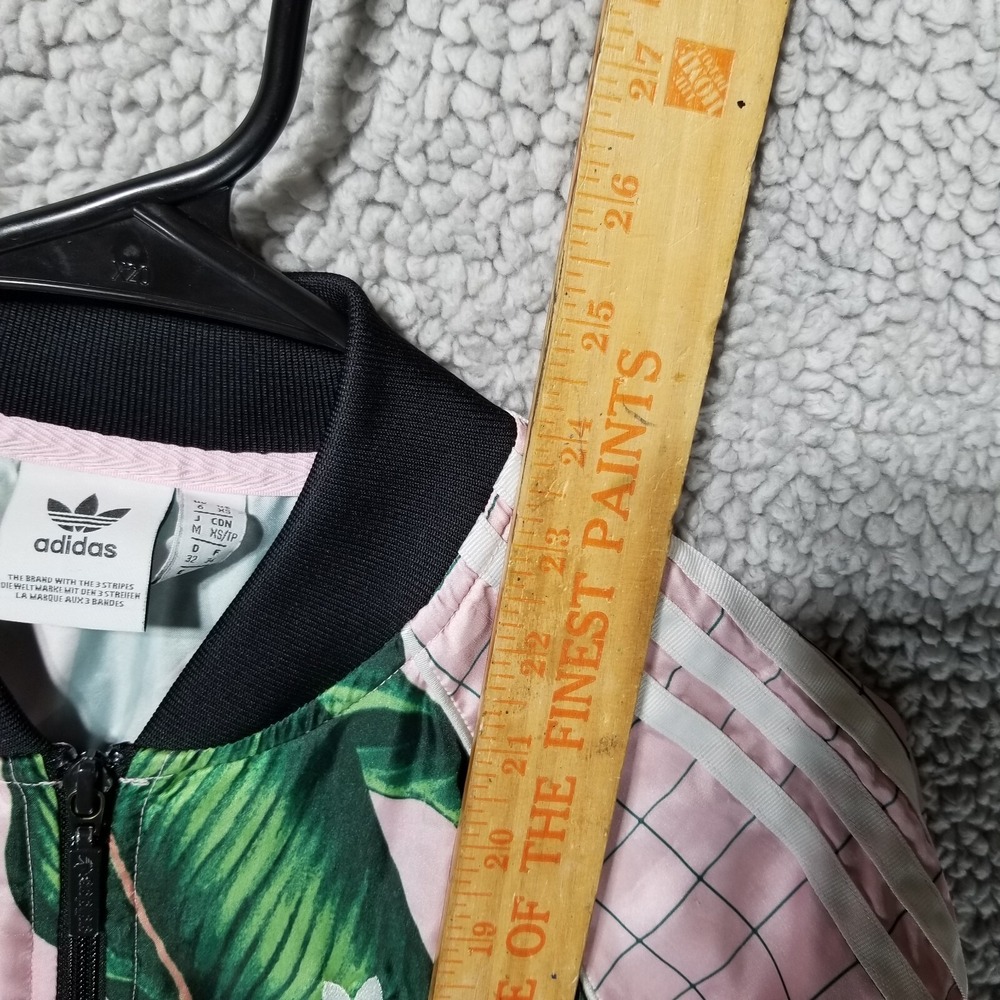 Adidas x Farm Rio Sz XS Pink Palm Tropical Leaf Pattern Track Jacket Full Zip - Picture 7 of 16